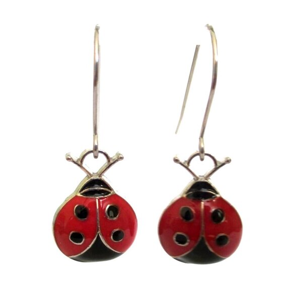 NEW Ladybug Pierced Earrings on Stainless Wires - Bug Nature Jewelry Gift - Picture 2 of 5